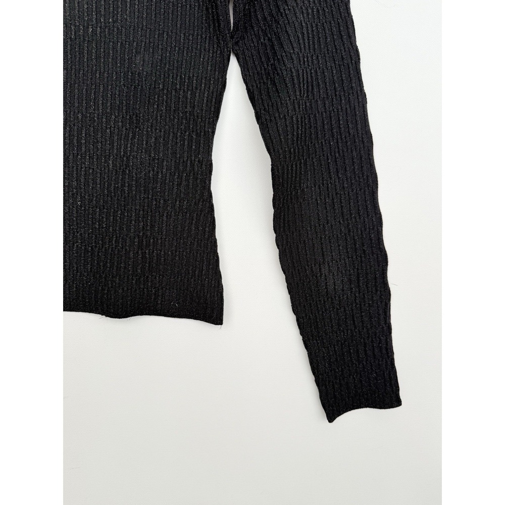 Veronica Beard Black Metallic Ribbed Long Sleeve Mock Neck Top Shirt Size XS - Picture 3 of 8